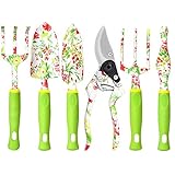 Garden Tool Set, 6 PCS Heavy Duty Aluminum Gardening Hand Tools Kit, Floral Print Gardening Tool Set, Gardening Gifts for Women with Pruning Shears Weeder Hand Rake Shovel Transplanter Cultivator Photo, new 2024, best price $19.99 review