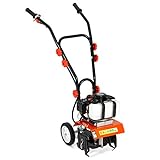 MELLCOM Mini Tiller Cultivator, 52cc 2-Cycle Rototiller Gas Powered with 4 Steel Adjustable Tilling Width Blade, Lightweight Orange Tiller for Garden & Lawn, Digging, Weed Removal & Soil Cultivation Photo, new 2024, best price $199.99 review