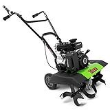 Tazz 35310 2-in-1 Front Tine Tiller/Cultivator, 79cc 4-Cycle Viper Engine, Gear Drive Transmission, Forged Steel Tines, Multiple Tilling Widths of 11”, 16” & 21”, Toolless Removable Side Shields,Green Photo, new 2024, best price $406.01 review