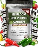 10 Hot Peppers Seeds Variety Pack - USA Grown - 100% Non-GMO Heirloom Seeds for Planting Home Garden Indoor and Outdoor - Cayenne, Jalapeno, Serrano & More Photo, new 2024, best price $12.30 ($1.23 / Count) review