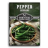 Survival Garden Seeds - Serrano Pepper Seed for Planting - Packet with Instructions to Plant and Grow Spicy Mexican Peppers in Your Home Vegetable Garden - Non-GMO Heirloom Variety Photo, new 2024, best price $4.99 review