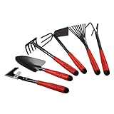 FLORA GUARD 6 Piece Garden Tool Sets - Including Trowel,5-Teeth rake,9-Teeth Leaf rake,Double Hoe 3 prongs, Cultivator, Weeder, Gardening Hand Tools with High Carbon Steel Heads Photo, new 2024, best price $21.99 review