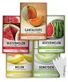 Melon Fruit Seeds For Planting Home Garden 5 Variety Packs - Hales Best Cantaloupe, Crimson Sweet Watermelon, Yellow Canary Melon, Green Flesh Honeydew Melon, Sugar Baby Watermelon by Gardeners Basics Photo, new 2024, best price $10.95 ($2.19 / Count) review