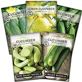 Sow Right Seeds - Cucumber Seed Collection for Planting - Armenian, Pickling, Lemon, Beit Alpha, Marketmore Variety Pack, Non-GMO Heirloom Seeds to Grow a Home Vegetable Garden, Great Gardening Gift Photo, new 2024, best price $10.99 review