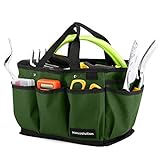 Housolution Gardening Tote Bag, Deluxe Garden Tool Storage Bag and Home Organizer with Pockets, Wear-Resistant & Reusable, 14 Inch, Dark Green Photo, new 2024, best price $22.99 review