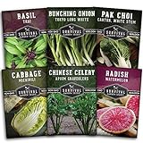 Survival Garden Seeds - Asian Vegetable Collection Seed Vault for Planting - Thai Basil, Napa Cabbage, Canton Pak Choi, Chinese Celery, Green Onions, Watermelon Radish - Non-GMO Heirloom Varieties Photo, new 2024, best price $11.99 review