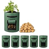 Delxo 5 Pack 10 Gallon Potato Grow Bags, Vegetable Grow Bag with Flap Window , Double Layer Premium Breathable Nonwoven Cloth for Potato/Plant Container/Aeration Fabric Pots with Handles（Green） Photo, new 2024, best price $23.99 review