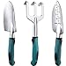 Photo FANHAO Garden Tools Set, 3 Piece Heavy Duty Gardening Tools Cast Aluminum with Soft Rubberized Non-Slip Handle, Durable Garden Hand Tools Garden Gifts for Men Women review