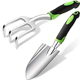 Gardening Tools Set, Garden Hand Shovel Garden Trowel Cultivator Rake with Rubberized Anti-Slip Handle Aluminum Alloy Planting Tools for Gardening, Transplanting, Weeding, Moving and Digging (Green) Photo, new 2024, best price $13.99 review