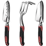 ESOW Garden Tool Set, 3 Piece Cast-Aluminum Heavy Duty Gardening Kit Includes Hand Trowel, Transplant Trowel and Cultivator Hand Rake with Soft Rubberized Non-Slip Ergonomic Handle, Garden Gifts Photo, new 2024, best price $19.80 review