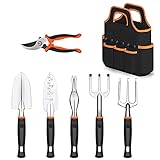 KUBABA Garden Tools Set 7 Pieces Heavy Duty Aluminum Gardening Kit with Soft Rubber Anti-Skid Ergonomic Handle with Storage Organizer Durable Storage Tote Bag Garden Gifts Tools for Men Women Photo, new 2024, best price $17.99 review