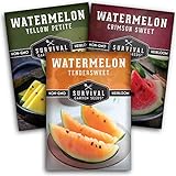 Survival Garden Seeds Tri-Color Watermelon Collection Seed Vault - Non-GMO Heirloom Mix for Planting Juicy Watermelons - Yellow Petite, Crimson Sweet (Red), & Tendersweet Orange Varieties Photo, new 2024, best price $8.99 review