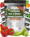10 Sweet and Hot Pepper Seeds for Gardening Indoors & Outdoors - Non GMO Heirloom Pepper Seeds Variety Pack - Cayenne, Anaheim, California Bell & More Photo, new 2024, best price $11.30 ($1.13 / Count) review