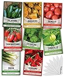 Heirloom Hot Salsa Growing Seed Packets 8 Varieties Habanero, Jalapeno, Serrano Peppers, Roma, San Marzano Tomato, Cilantro, Green Onion, Tomatillo for Garden Non-GMO Heirloom Gardeners Basics Photo, new 2024, best price $15.95 ($1.99 / Count) review