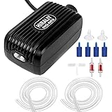 HIRALIY Aquarium Air Pump, Fish Tank Air Pump with Dual Outlet Adjustable Air Valve, Ultra Silent Oxygen Fish Tank Bubbler with Air Stones Silicone Tube Check Valves Up to 100 Gallon Tank Photo, new 2024, best price $16.49 review