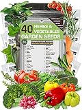 Ultimate Set of 40 Vegetable and Herb Seeds Packets for Planting Outdoors and Indoors - Good for Hydroponic Garden - Heirloom and Non GMO - Tomatoes, Cucumber, Bell Pepper, Chives, Cilantro and Others Photo, new 2024, best price $38.83 ($0.97 / Count) review