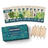9 Herb Garden Seeds for Planting - USDA Certified Organic Herb Seed Packets - Non GMO Heirloom Seeds - Plant Markers & Gift Box - Tulsi Holy Basil, Cilantro, Mint, Dill, Sage, Arugula, Thyme, Chives Photo, new 2024, best price $14.77 ($1.64 / Count) review