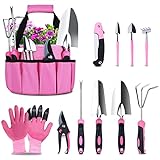 Tesmotor Pink Garden Tool Set, Gardening Gifts for Women, 11 Piece Stainless Steel Heavy Duty Gardening Tools with Non-Slip Rubber Grip Photo, new 2024, best price $39.99 review
