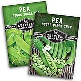 Survival Garden Seeds Sugar Peas Collection Seed Vault - Oregon Sugar Pod II Pea & Sugar Daddy Snap Pea - Non-GMO Heirloom Varieties to Grow Delicious Cool Weather Vegetables on Your Homestead Photo, new 2024, best price $7.99 review