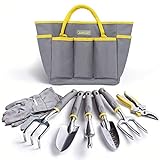 Jardineer Garden Tools Set, 8PCS Heavy Duty Garden Tool Kit with Outdoor Hand Tools, Garden Gloves and Storage Tote Bag, Gardening Tools Gifts for Women and Men Photo, new 2024, best price $28.99 review