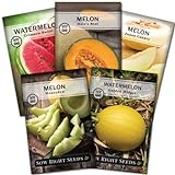 Sow Right Seeds - Melon Seed Collection for Planting - Crimson Sweet Watermelon, Cantaloupe, Yellow Juane Canary, Golden Midget, and Honeydew - Non-GMO Heirloom Seeds to Plant a Home Vegetable Garden Photo, new 2024, best price $10.99 review
