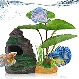 COOSPIDER Betta Fish Leaf Pad Hammock Aquarium Decoration Cichlid Fish Tank Resin Rock Mountain Cave Ornaments for Sleeping Resting Hiding Playing Breeding Photo, new 2024, best price $13.99 review