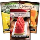 Sow Right Seeds - Tri-Color Watermelon Seed Collection for Planting - Red Jubilee, Yellow Crimson and Orange Tendersweet Watermelons. Non-GMO Heirloom Seeds to Plant a Home Vegetable Garden Photo, new 2024, best price $9.99 review