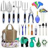 82 Pcs Garden Tools Set, Extra Succulent Tools Set, Heavy Duty Gardening Tools Aluminum with Soft Rubberized Non-Slip Handle Tools, Durable Storage Tote Bag, Gifts for Men (Blue) Photo, new 2024, best price $28.99 review