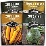 Survival Garden Seeds Zucchini & Squash Collection Seed Vault - Non-GMO Heirloom Seeds for Planting Vegetables - Assortment of Golden, Round, Black Beauty Zucchinis and Straight Neck Summer Squash Photo, new 2024, best price $9.99 review