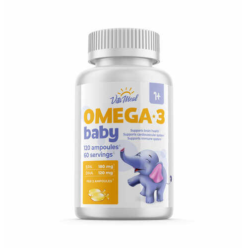 Омега 3 для детей с года VitaMeal Omega-3 Babу детская в ампулах-рыбках, 120 ампул фото