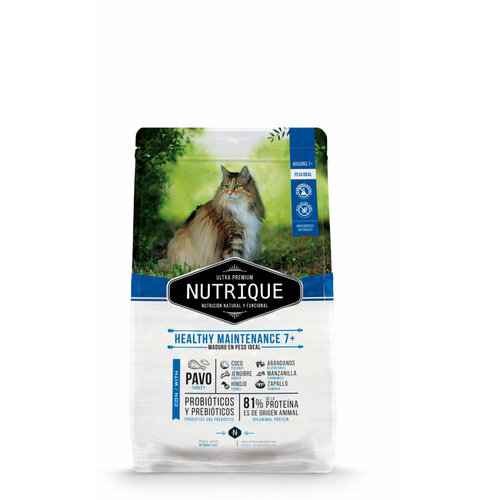 Vitalcan Nutrique Cat Healthy Mant +7 сухой корм для пожилых кошек с индейкой - 7,5 кг фото