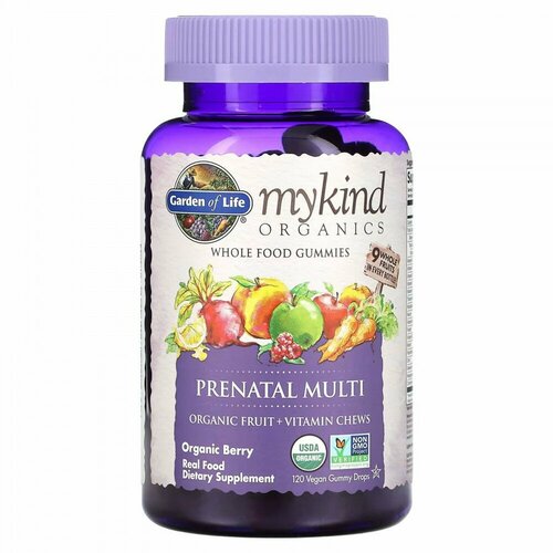 Garden of Life, MyKind Organics, Prenatal Multi, Organic Berry, 120 Vegan Gummy Drops фото