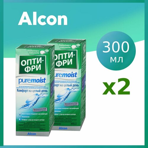 Раствор Опти-Фри Pure Moist 300 мл х2, с контейнером для контактных линз фото