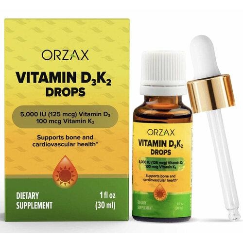 Orzax Vitamin D-3 125 мкг K-2 100 мкг Drops 30 мл фото