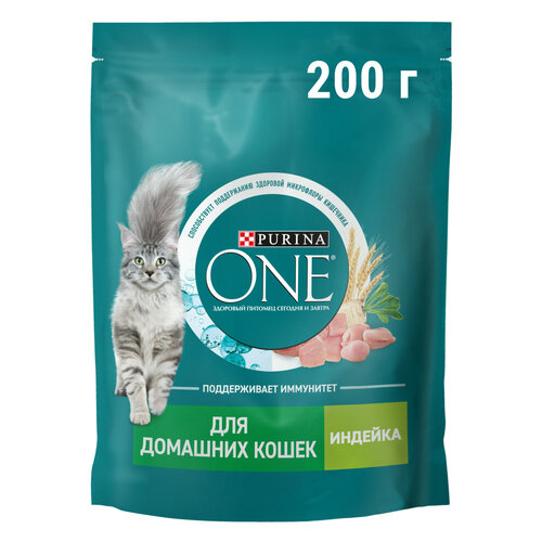 Сухой корм Purina ONE® для взрослых кошек, живущих в домашних условиях, с индейкой 200 г фото