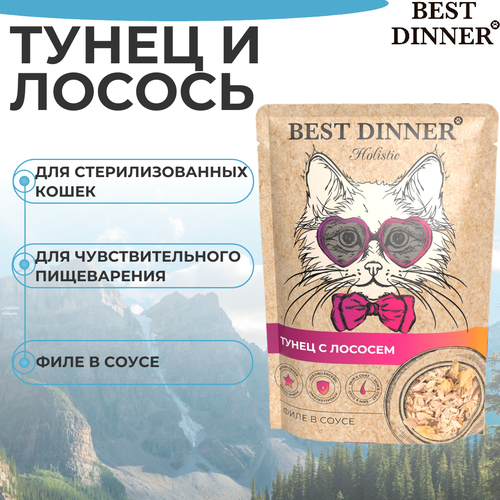 Корм для кошек BEST DINNER Holistic Тунец с лососем в соусе пауч 70г фото