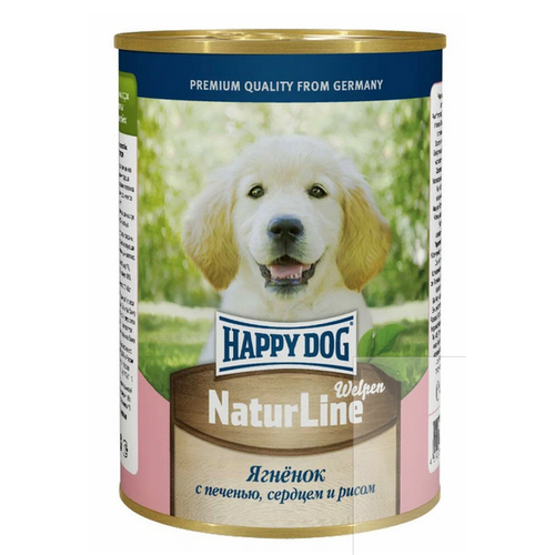 Влажный корм для щенков Happy Dog NaturLine, ягненок, печень, сердце, с рисом 12 шт. х 410 г фото