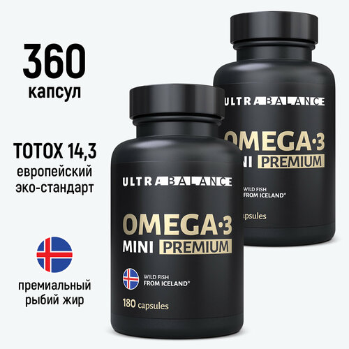 Омега 3 мини, рыбий жир, витамины Omega 3 , UltraBalance 360 капсул фото