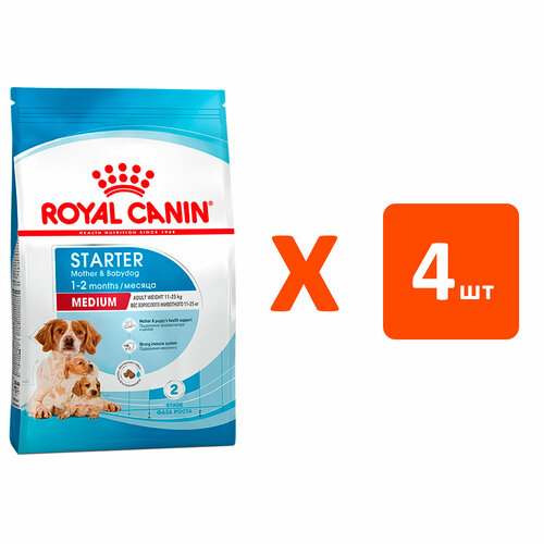 ROYAL CANIN MEDIUM STARTER для щенков средних пород до 2 месяцев, беременных и кормящих сук (4 кг х 4 шт) фото