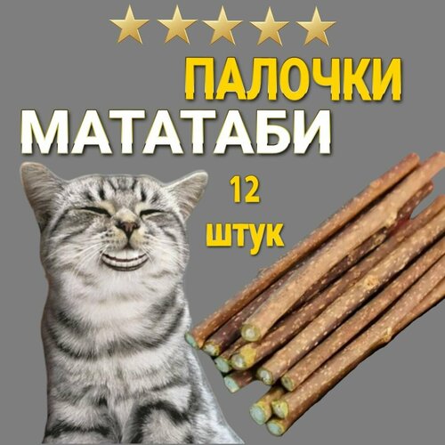 Игрушка для кошек Палочки мататаби , с эффектом кошачьей мяты . Лакомство для чистки зубов 12 штук в упаковке. фото