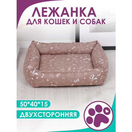 Лежанка для кошек и собак мелких пород 40x50x15 см цвет коричневый фото