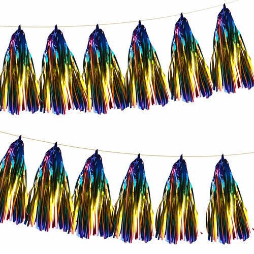 Гирлянда Тассел, Радужный, Металлик, 35*12 см, 12 листов. фото