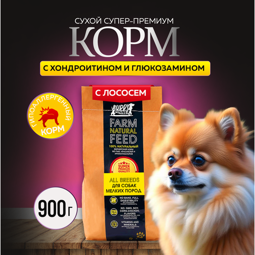 Сухой корм для собак мелких пород Buddy Dinner Gold Line Hypoallergenic с лососем 900 гр фото