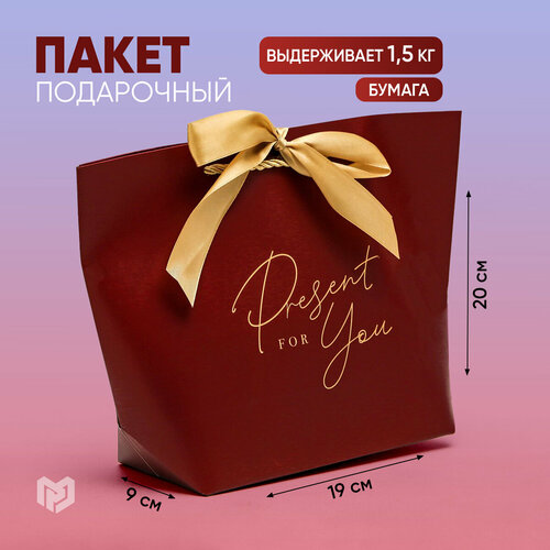 Пакет подарочный Дарите счастье Present for you, 19х20х9 см, красный фото