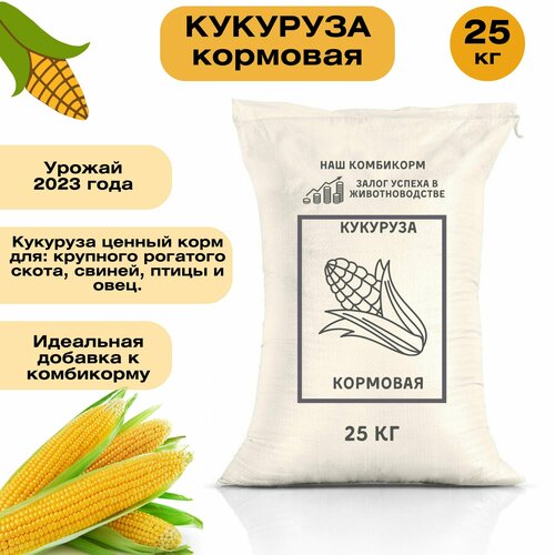 Кукуруза кормовая 25 кг. Незаменимый корм для крупного рогатого скота, кур, гусей, свиней и других животных. Отборные сорта зерновых культур фото