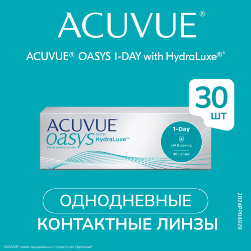 Контактные линзы ACUVUE OASYS 1-Day with HydraLuxe, 30 шт., R 8,5, D +0,5 фото