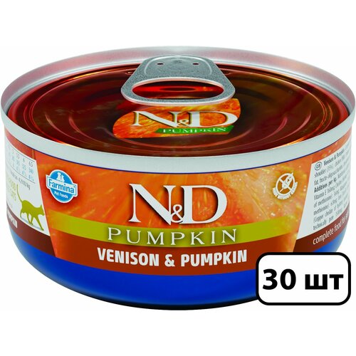 Farmina N&D Pumpkin влажный корм для кошек, оленина с тыквой (30шт в уп) 70 гр фото