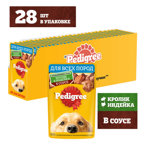 Влажный корм PEDIGREE® для собак, кролик и индейка в соусе 28 шт x 85г фото