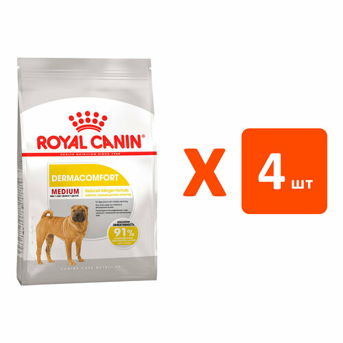 ROYAL CANIN MEDIUM DERMACOMFORT для взрослых собак средних пород при аллергии (3 кг х 4 шт) фото