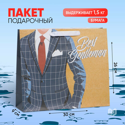 Пакет подарочный «Best gentleman», M 30 х 25.5 х 9 см фото